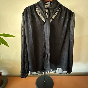 Alfani Black Sheer Blouse with Silver Accents